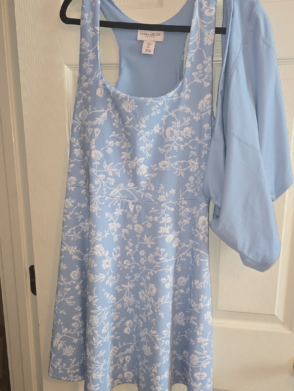 NWOT Laura Ashley Light Blue and White Floral Midi Dress & Shorts
